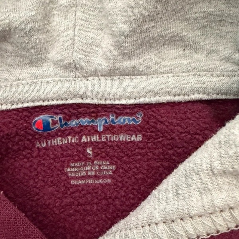 Champion Kids Burgundy Hoodie with White Logo - Picture 3 of 4